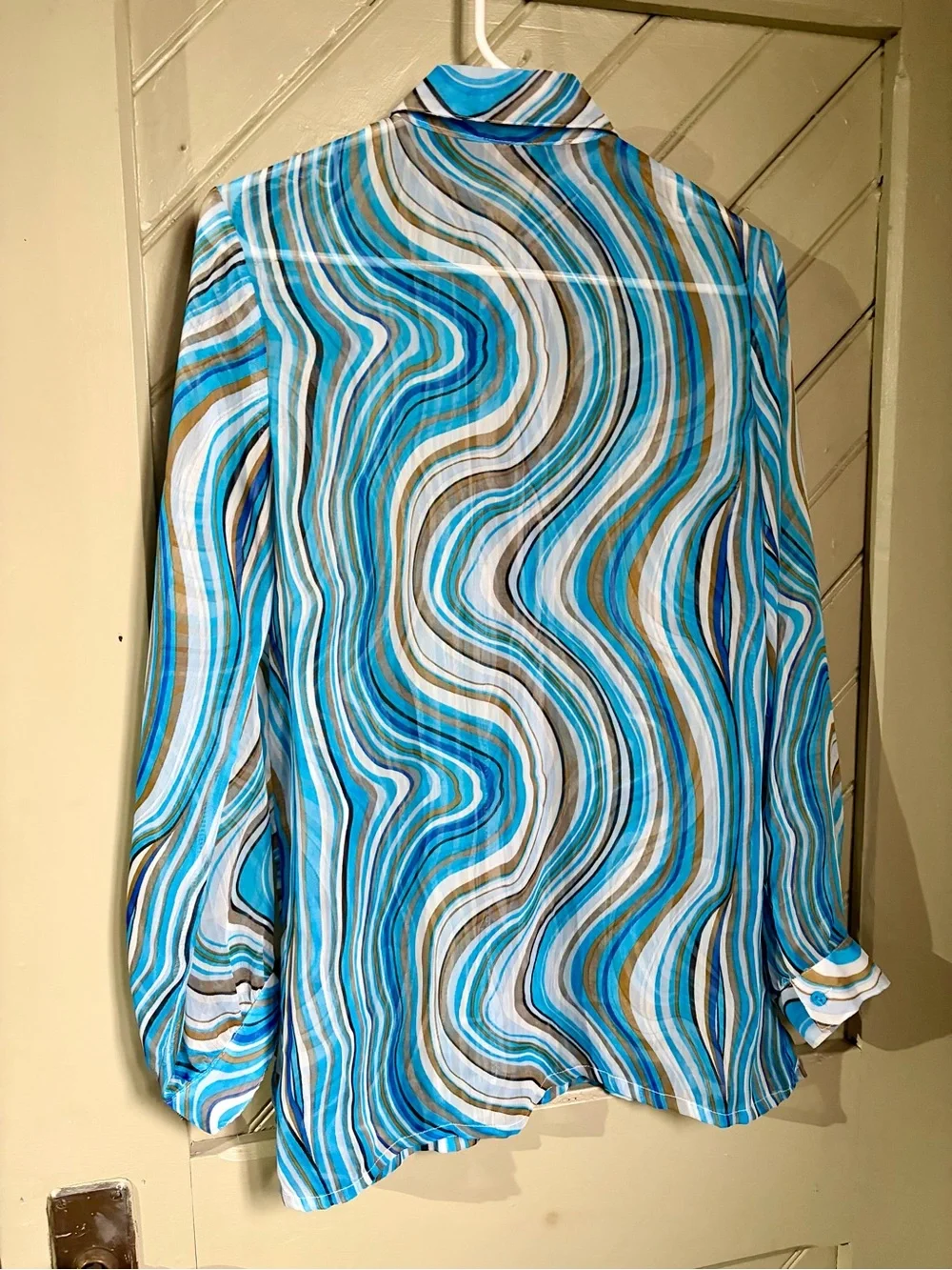 Ladies Blue Swirl Button-Up Shirt